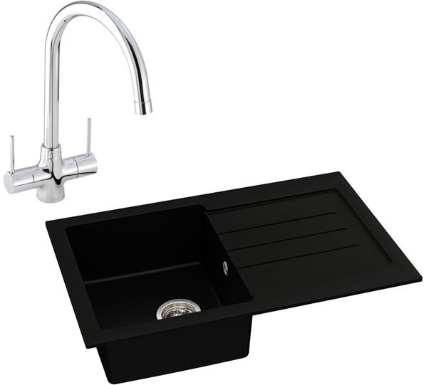 Abode Xcite 1B Inset Black Metallic Sink & Nexa Tap Pack
