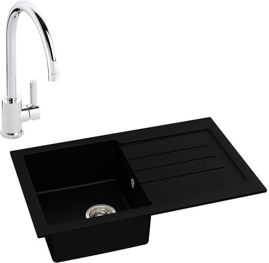 Abode Xcite 1B Inset Black Metallic Sink & Atlas Tap Pack