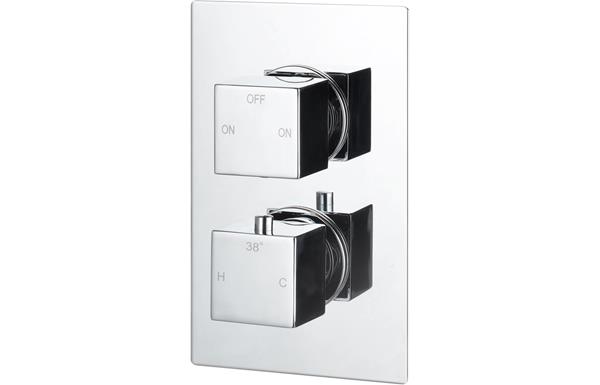 Pluta Thermostatic Twin Shower Valve - Two Outlet