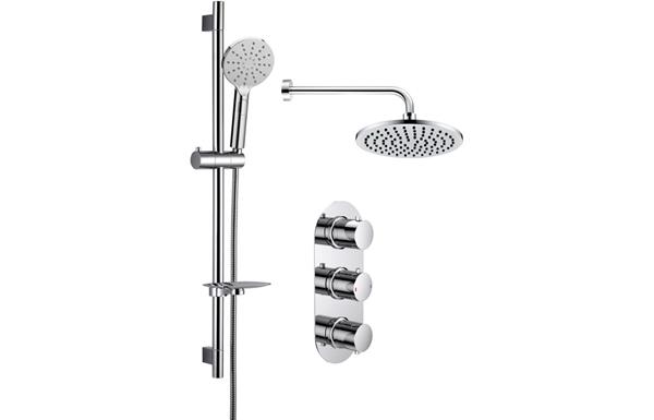 Terros Shower Pack Four - Triple Two Outlet w/Riser & Overhead Kit