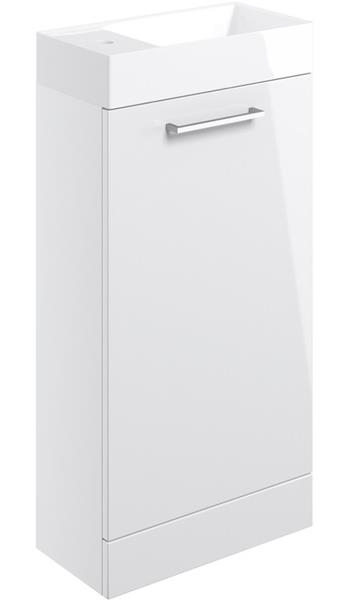 Sabanto 410mm Floor Standing 1 Door Basin Unit w/Basin - White Gloss
