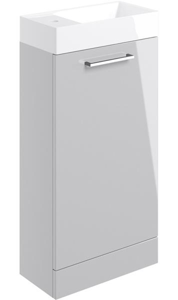 Sabanto 410mm Floor Standing 1 Door Basin Unit w/Basin - Grey Gloss