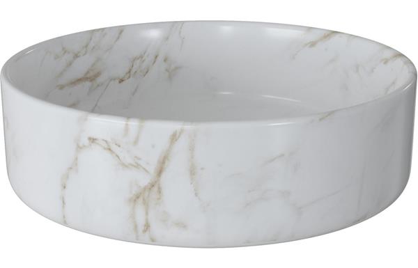 Luxley 355mm Ceramic Round Washbowl & Waste - Marble Effect