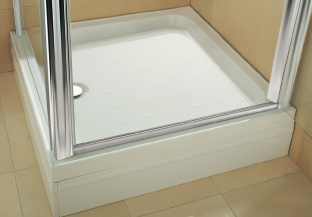 Coratech® Riser Showertray from Coram Showers offers an easier, lower cost alternative to building a plinth, because the plumbing connections are concealed beneath the 220mm high tray, which offers easy access via removable panels.