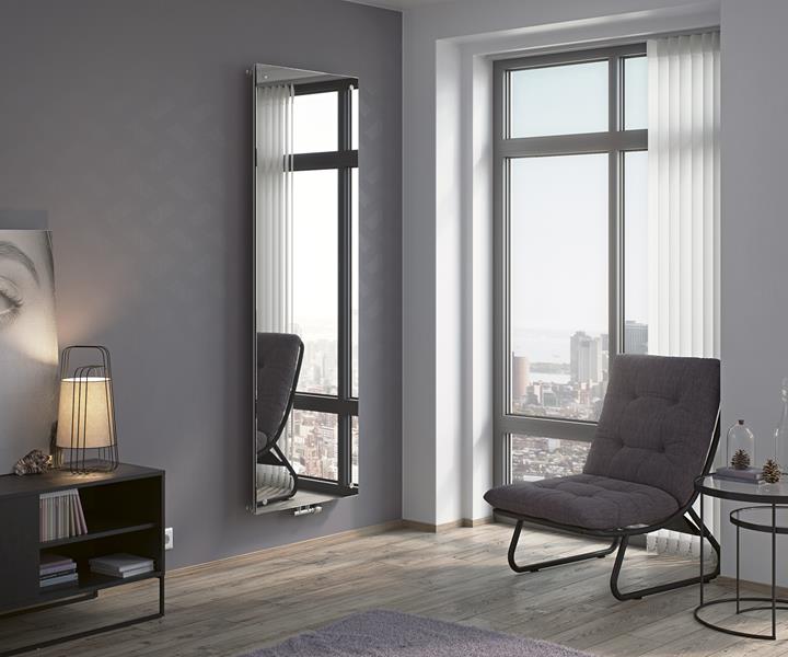 Eucotherm Mars Vitro Duo Vertical Radiator With Central Connection (Full Mirror) 1800 H X 595 W