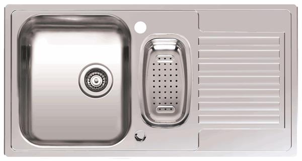 Reginox CENTURIO L 1.5 1.5 Bowl Integrated Sink with pop up waste and Stainless Steel Colander