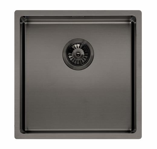 Reginox MIAMI 40X40 GUNMETAL Single Bowl Integrated Sink in PVD gunmetal