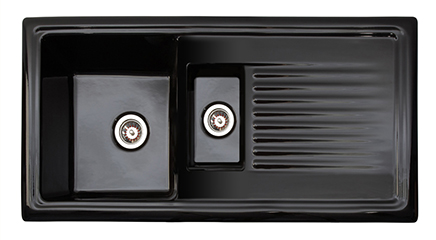 Reginox RL 401 CB 1.5 Bowl Black Ceramic Sink Reversible Drainer