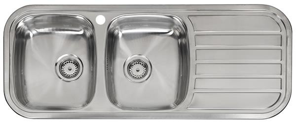 Reginox REGENT 30 LUXA RHD Double Bowl Sink with Drainer to the right