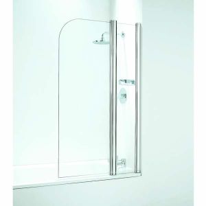 Coram Shower Screen 800mm Compact Curved Bath Screen with Panel