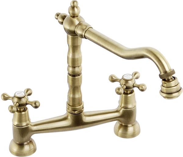 Abode Melford Bridge Mixer Tap - Antique Brass