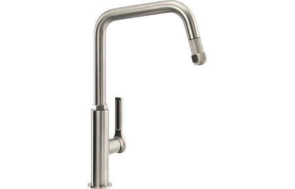 Abode Hex Single Lever Mixer Tap w/Pull Out - Brushed Nickel