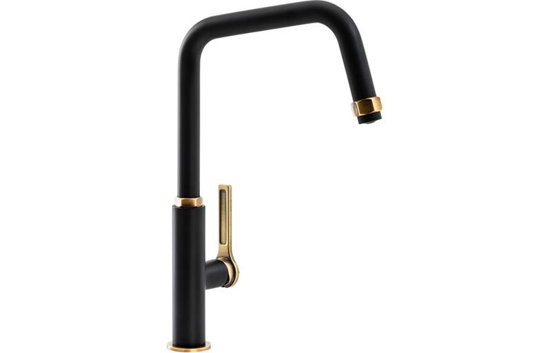 Abode Hex Single Lever Mixer Tap - Antique Brass & Matt Black