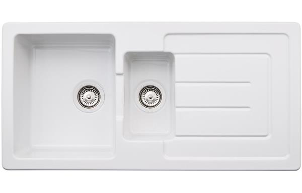 Abode Acton 1.5B & Drainer Ceramic Inset Sink - White