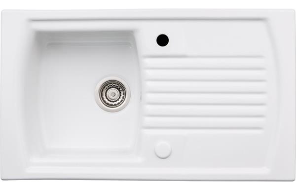 Abode Milford 1B & Drainer Ceramic Inset Sink - White