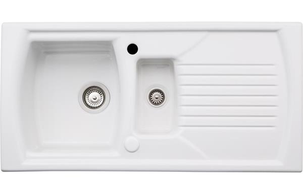 Abode Milford 1.5B & Drainer Ceramic Inset Sink - White