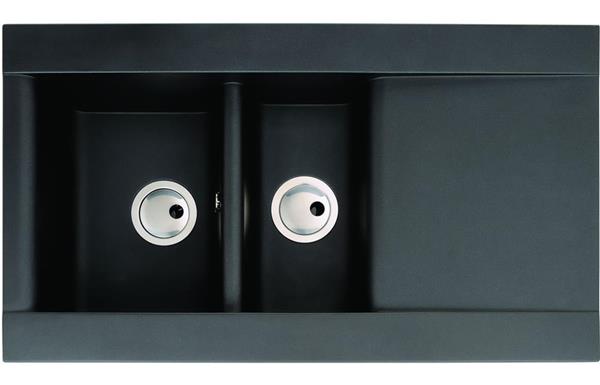 Abode Aspekt 1.5B & Drainer Granite Inset Sink - Black Metallic