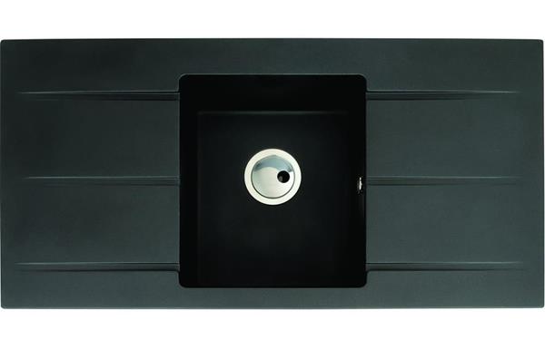 Abode Zero 1B & Double Drainer Granite Inset Sink - Black Metallic