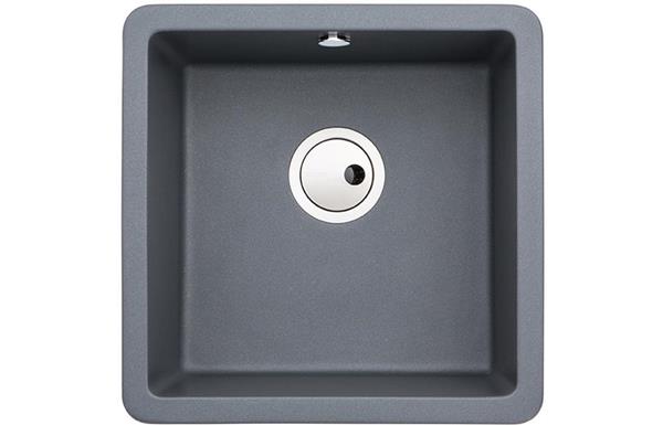 Abode Matrix Sq GR15 1B Granite Inset/Undermount Sink - Grey Metallic