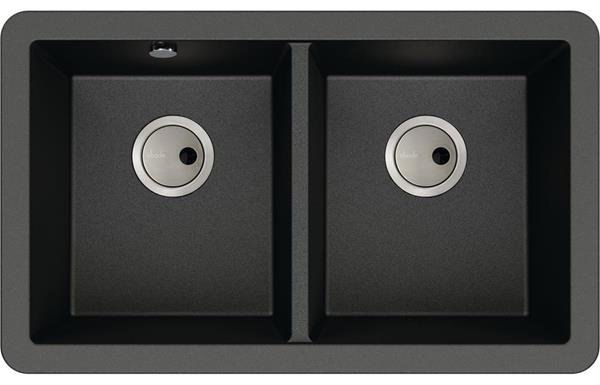 Abode Matrix Sq GR15 2B Granite Undermount Sink - Black Metallic