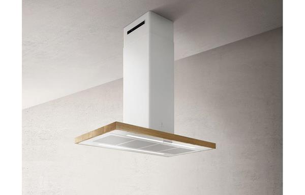 Elica Bio 120cm Island Hood - White/Oak