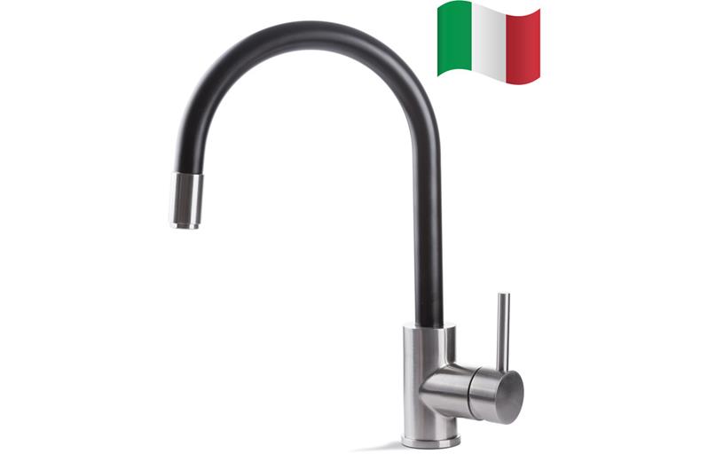 Prima+ Tiber Single Lever Mixer Tap w/Pull Out - Black & St/Steel