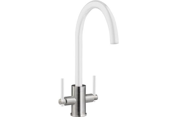 Prima+ Swan Neck Dual Lever Mixer Tap - White