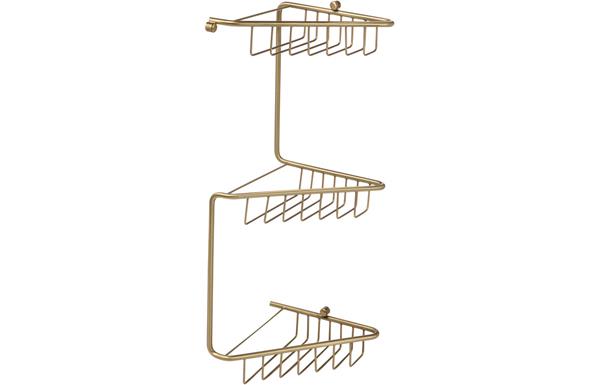 Lissy 3-Tier Corner Shower Storage - Brushed Brass