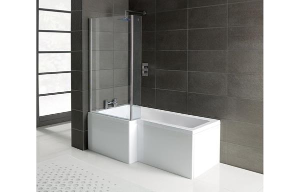 Larus L-Shape 1700x700-850x410mm 0TH Shower Bath, Panel & Screen - Left Handed