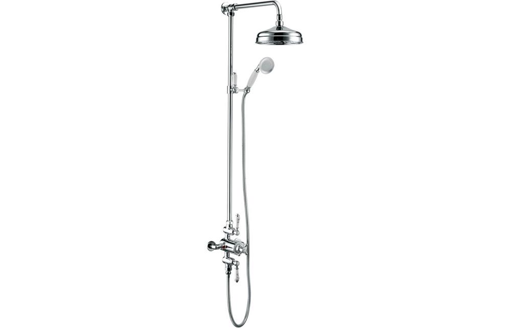 Traditional Exposed Twin Outlet Shower w/Shower Head & Riser Kit, PJH