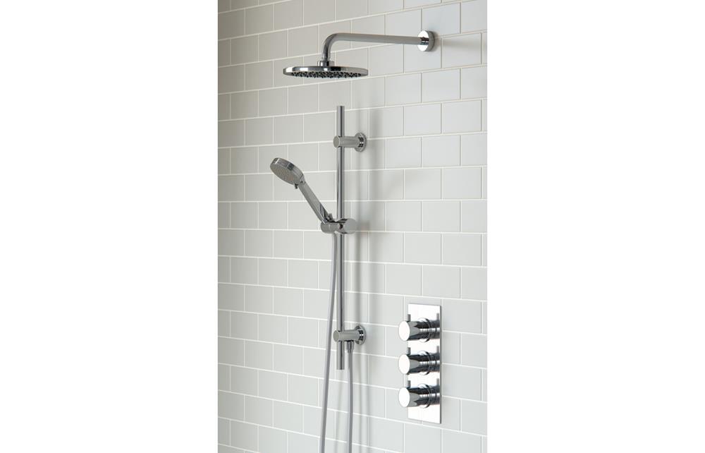 Round Shower Pack 11 Circa Triple Three Outlet & Riser/Overhead Kit