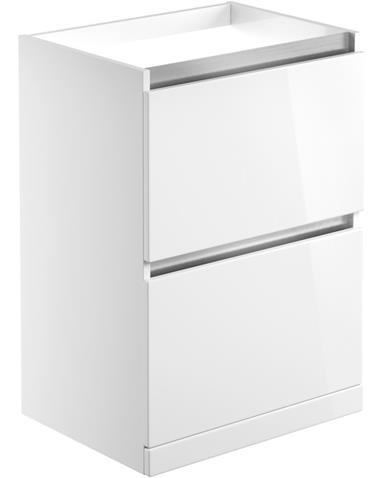 Gatsbi 600mm 2 Drawer Floor Standing Basin Unit (No Top) - White Gloss