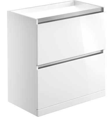 Gatsbi 800mm 2 Drawer Floor Standing Basin Unit (No Top) - White Gloss