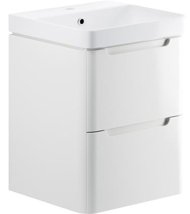 Manhatos 500mm 2 Drawer Wall Hung Cloakroom Basin Unit - White Gloss