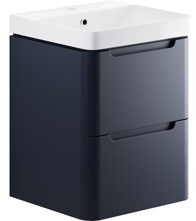 Manhatos 500mm 2 Drawer Wall Hung Cloakroom Basin Unit - Matt Indigo