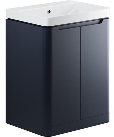 Manhatos 600mm 2 Door Floor Standing Basin Unit - Matt Indigo