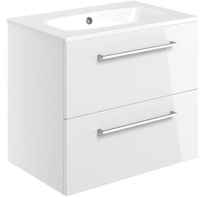 Sabanto 610mm Wall Hung 2 Drawer Basin Unit w/Basin - White Gloss