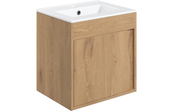 Carina 510mm Wall Hung Unit Inc. Basin - Seville Oak