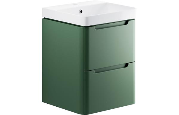 Manhatos 500mm 2 Drawer Wall Hung Cloakroom Basin Unit - Matt Sage Green