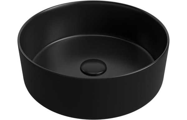 Luxley 355mm Ceramic Round Washbowl & Waste - Matt Black