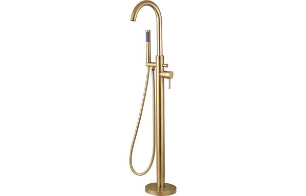 Pontias Floor Standing Bath/Shower Mixer - Brushed Brass