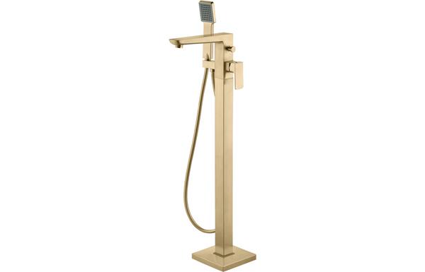 Berrinios Floor Standing Bath/Shower Mixer - Brushed Brass