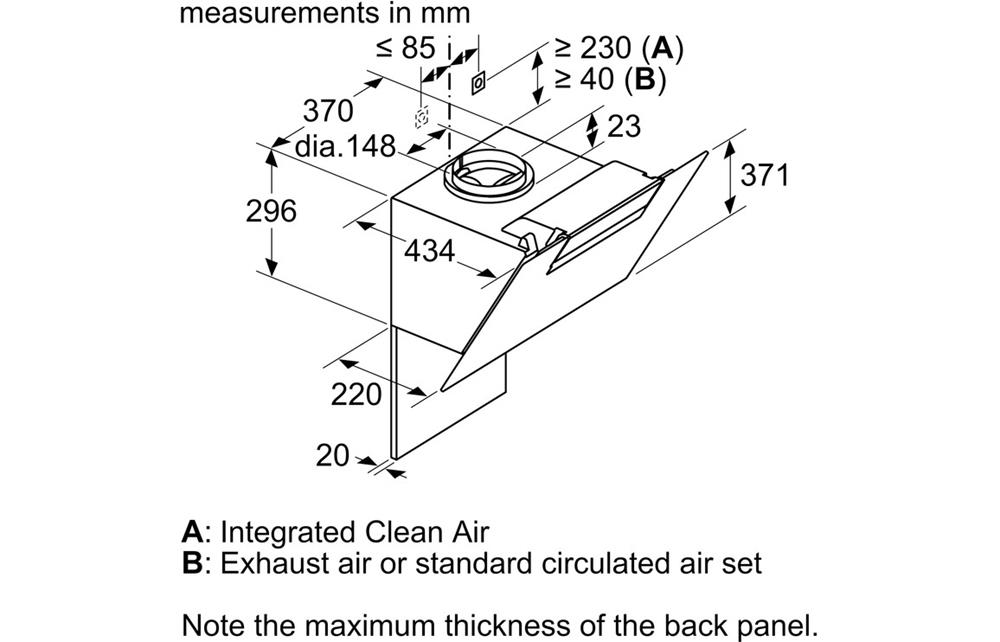 Bosch Serie 2 DWK87EM60B 80cm Angled Chimney Hood Black Glass, AQUS