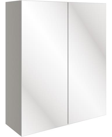 Butlas 600mm Mirrored Wall Unit - Pearl Grey Gloss