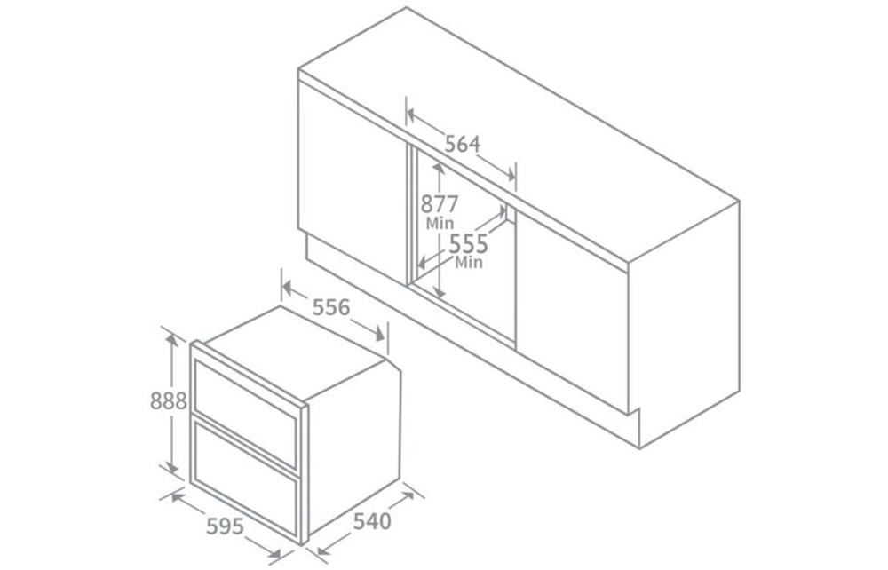 Prima+ PRDO302 B/I Double Electric Oven Black & St/Steel, Aqus Ovens