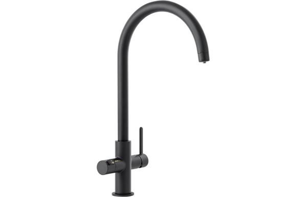 Abode Prothia Swan Spout Slimline Monobloc 3-in-1 Tap - Matt Black