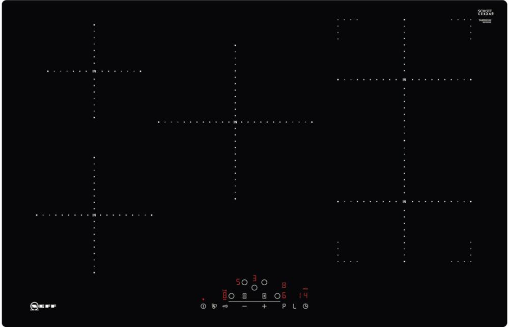 Neff N70 T48PD23X2 80cm Induction Hob Black, Aqus Hobs, LNE31028 from
