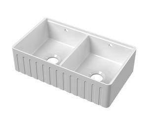 Fluted Double Bowl Butler Sink with Ledge 795 x 460 x 220mm