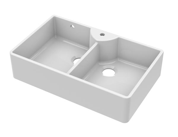Fireclay Butler Sink Stepped Weir & Overflow 895 x 550 x 220mm