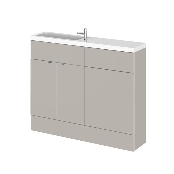 Hudson Reed Fusion 1100mm Compact Pebble Grey Floor Standing Combination Unit With Basin